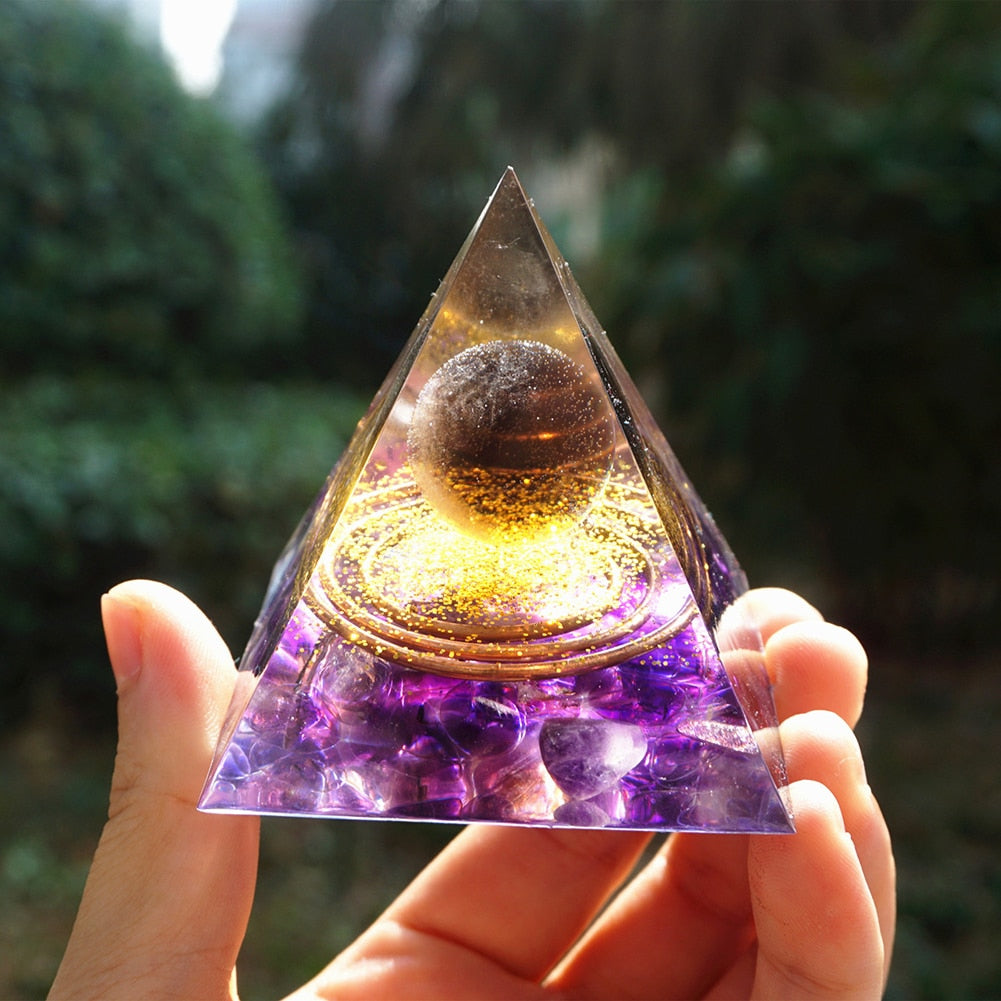 Pyramide Orgonite arbre de vie, convertisseur d'énergie en cristal porte-bonheur