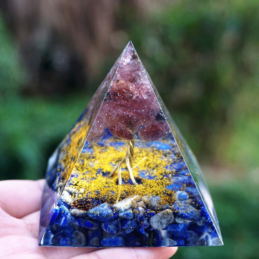 Pyramide Orgonite arbre de vie, convertisseur d'énergie en cristal porte-bonheur