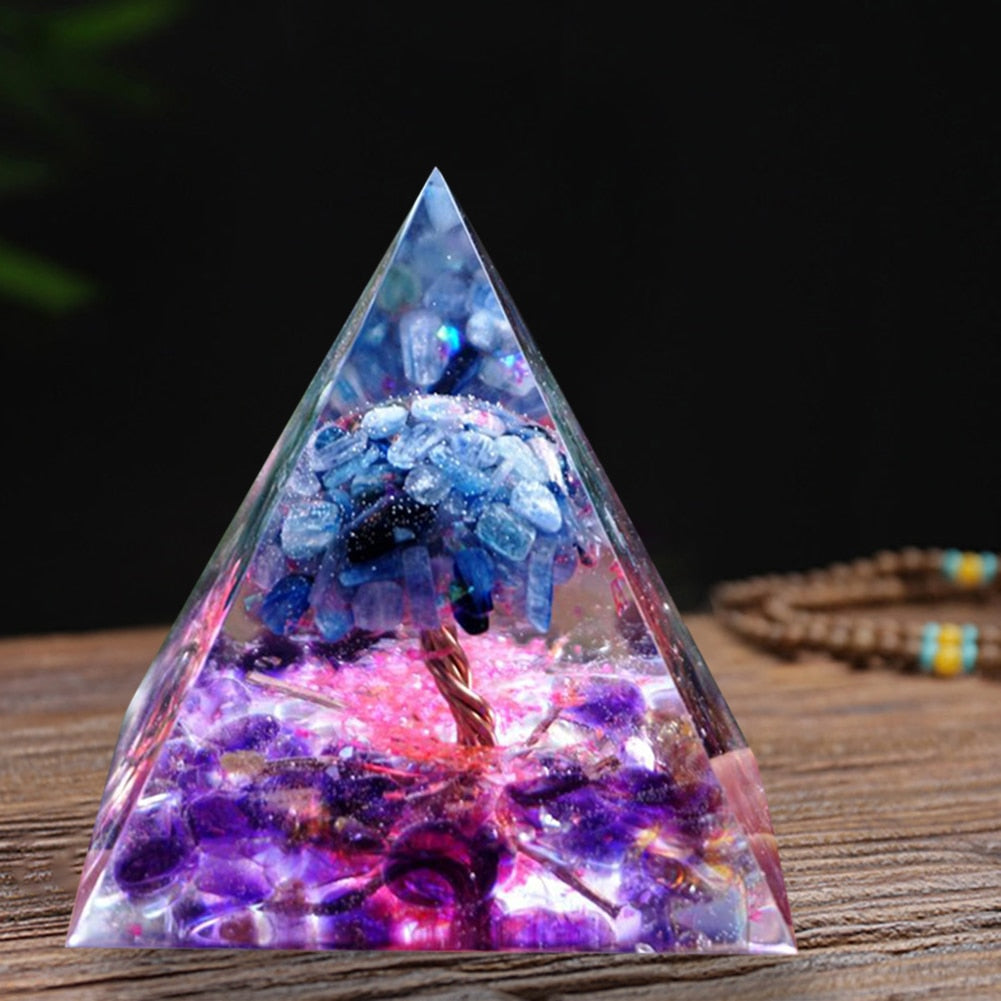 Pyramide Orgonite arbre de vie, convertisseur d'énergie en cristal porte-bonheur