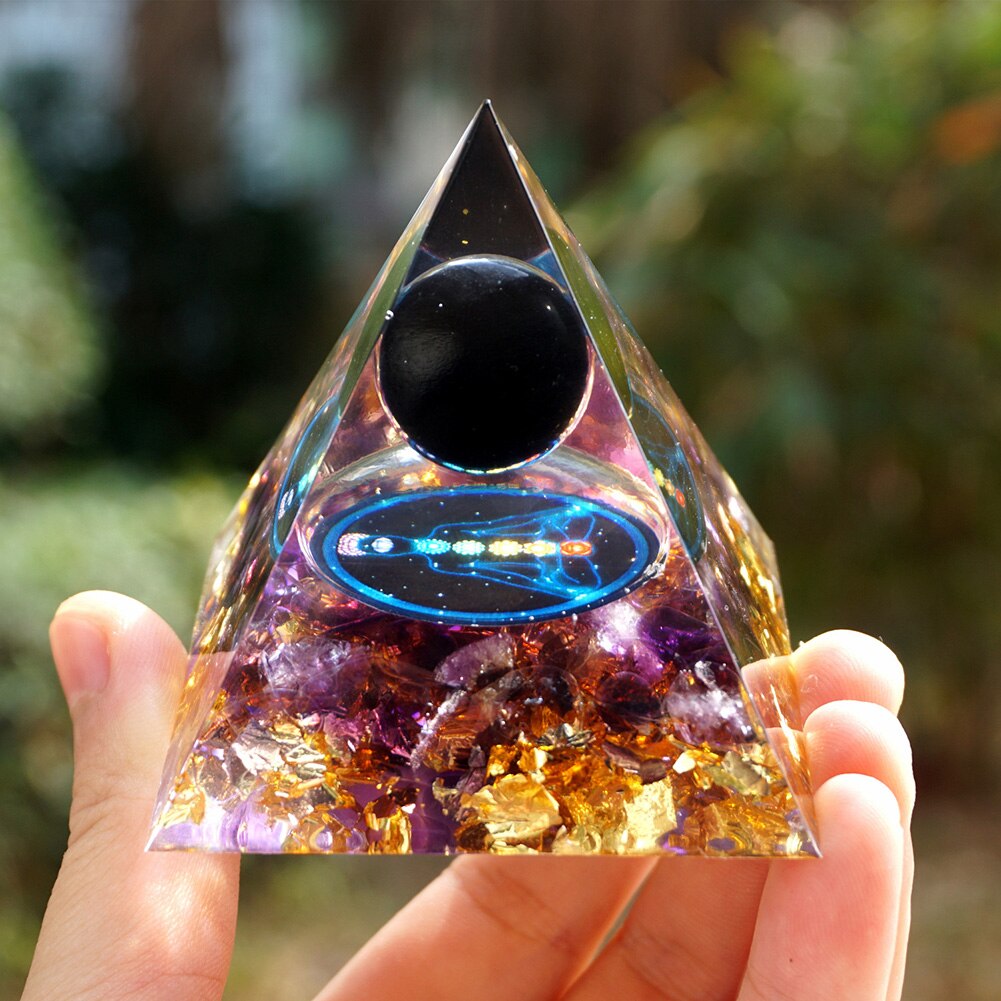 Pyramide Orgonite arbre de vie, convertisseur d'énergie en cristal porte-bonheur