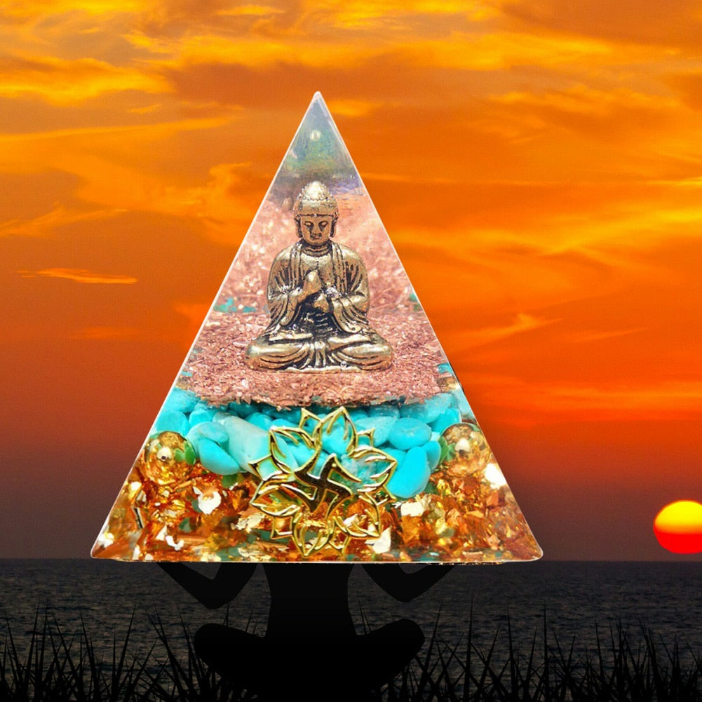 Pyramide Orgonite arbre de vie, convertisseur d'énergie en cristal porte-bonheur