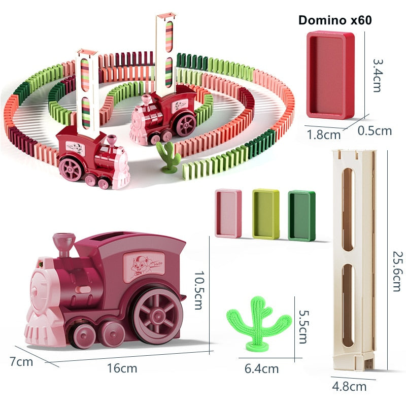 Train à dominos colorés pour enfant, ensemble de jeu éducatif avec lumière sonore, pose automatique de briques