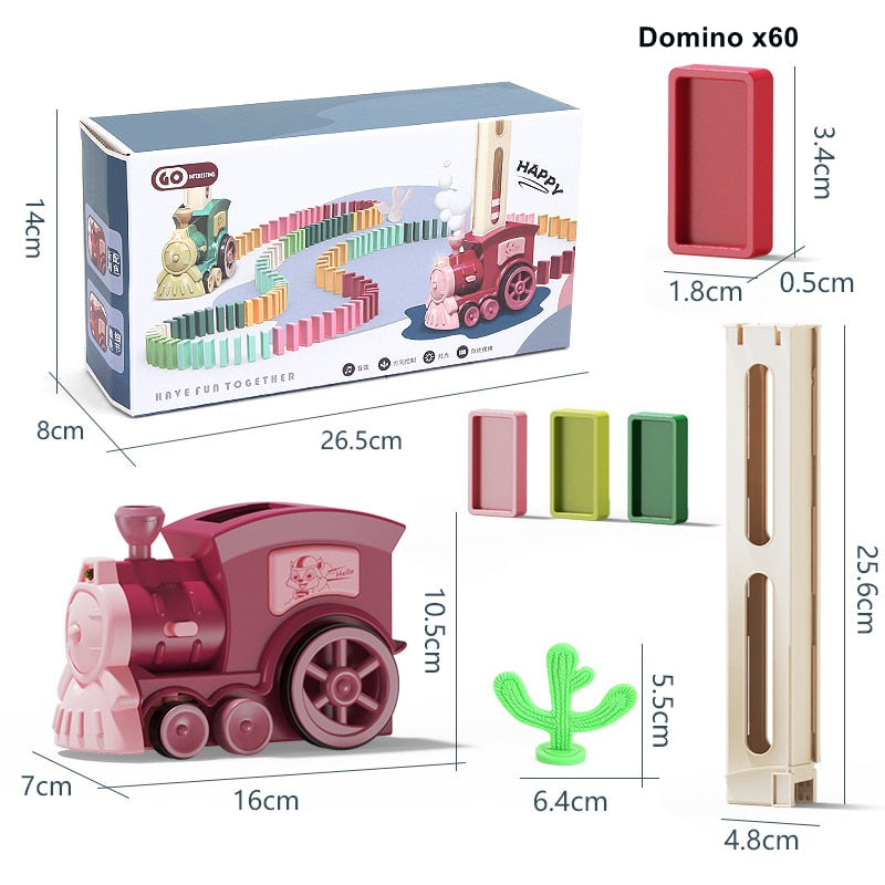 Train à dominos colorés pour enfant, ensemble de jeu éducatif avec lumière sonore, pose automatique de briques