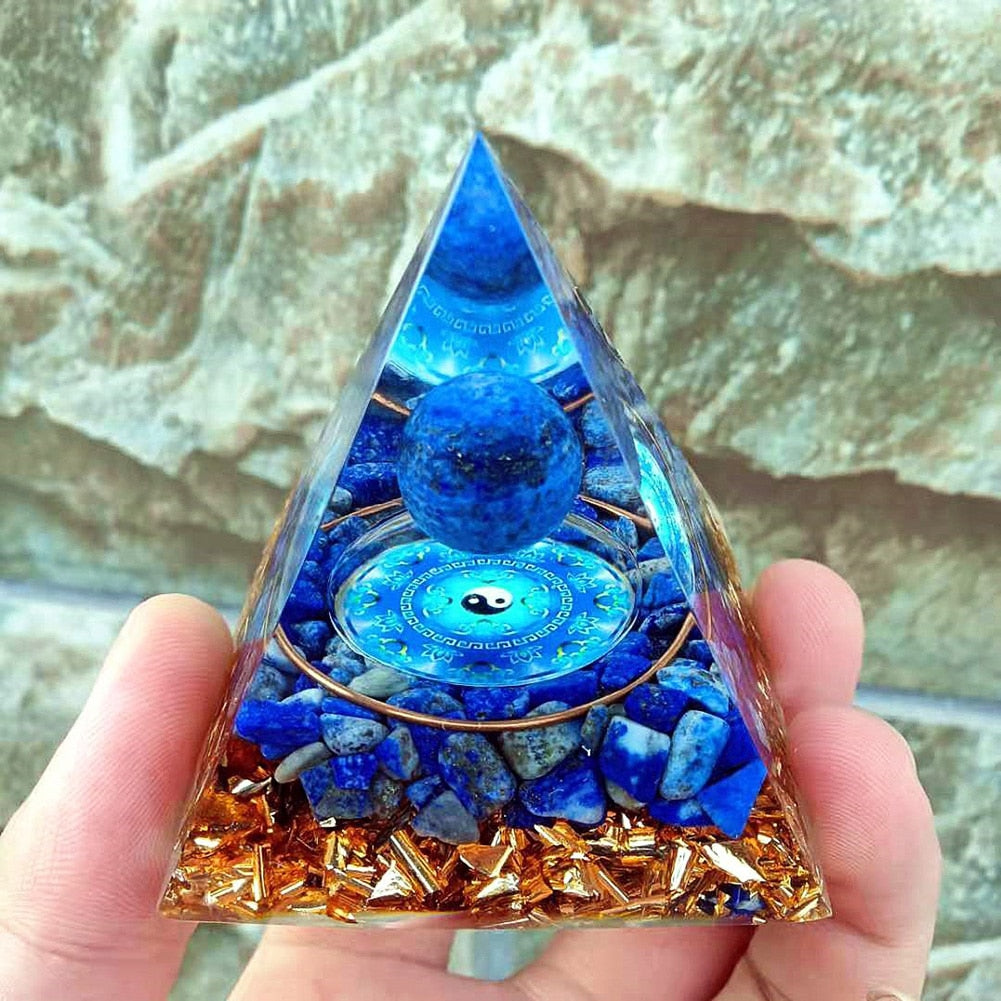 Pyramide Orgonite arbre de vie, convertisseur d'énergie en cristal porte-bonheur
