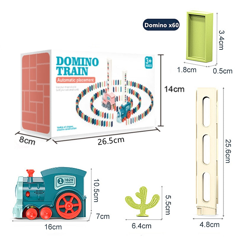 Train à dominos colorés pour enfant, ensemble de jeu éducatif avec lumière sonore, pose automatique de briques