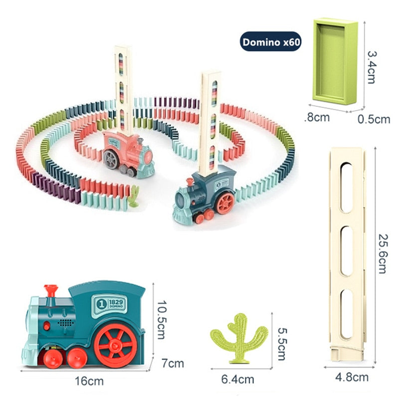 Train à dominos colorés pour enfant, ensemble de jeu éducatif avec lumière sonore, pose automatique de briques