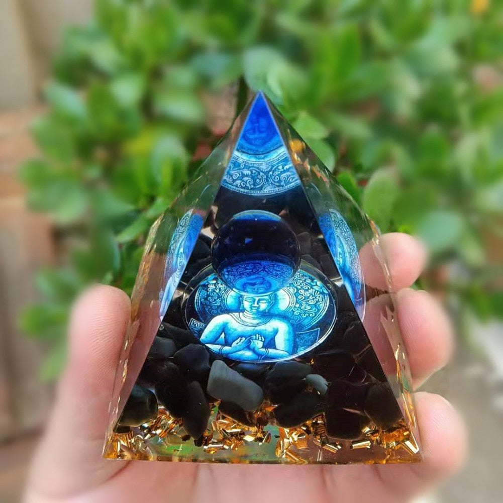 Pyramide Orgonite arbre de vie, convertisseur d'énergie en cristal porte-bonheur