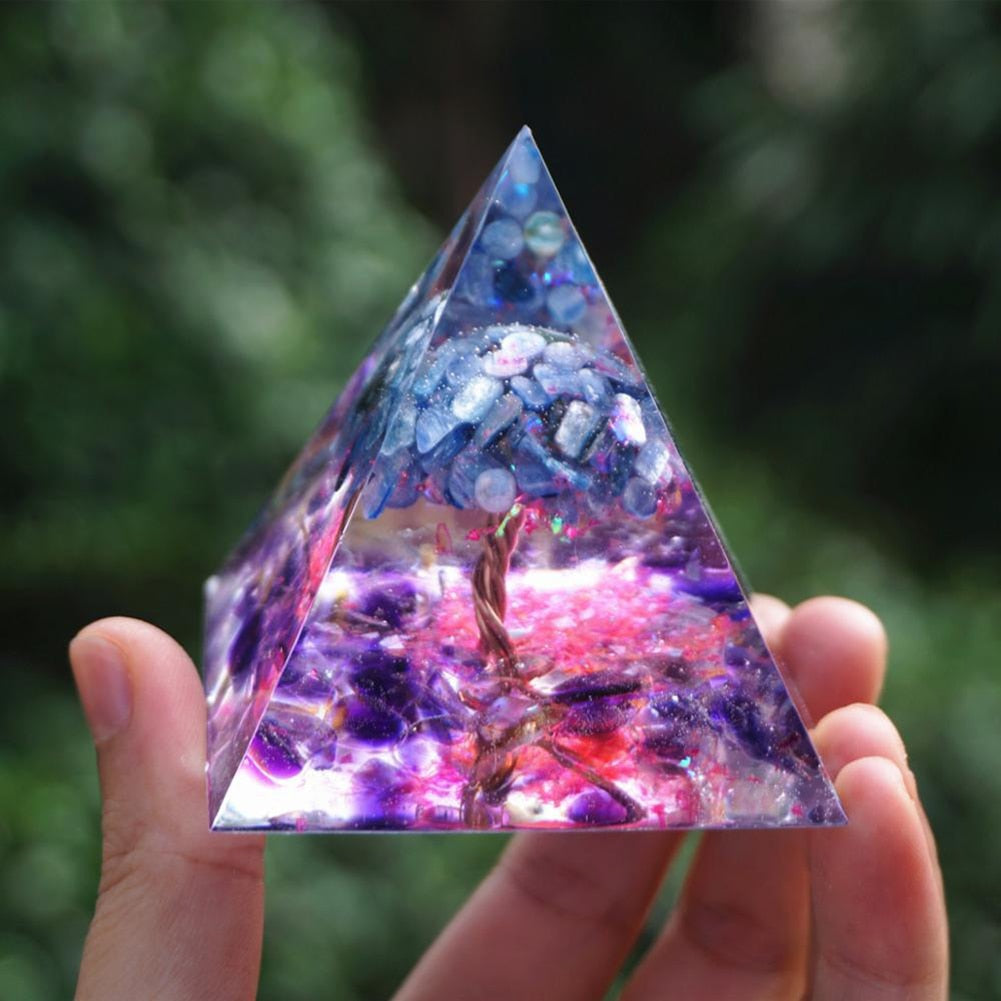 Pyramide Orgonite arbre de vie, convertisseur d'énergie en cristal porte-bonheur
