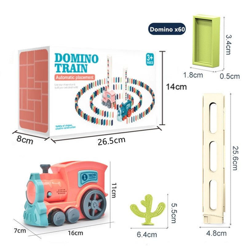 Train à dominos colorés pour enfant, ensemble de jeu éducatif avec lumière sonore, pose automatique de briques