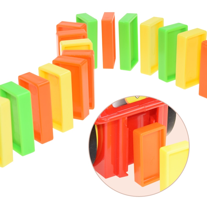 Train à dominos colorés pour enfant, ensemble de jeu éducatif avec lumière sonore, pose automatique de briques