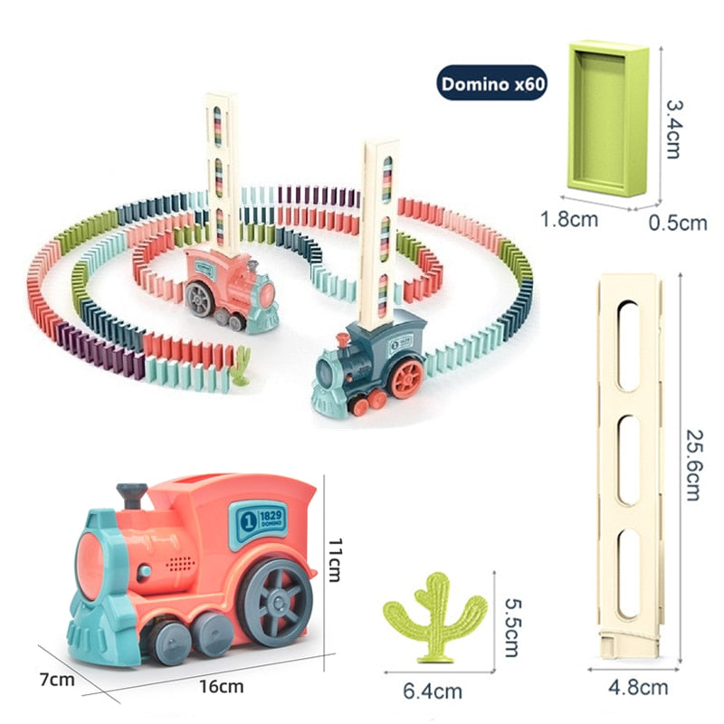 Train à dominos colorés pour enfant, ensemble de jeu éducatif avec lumière sonore, pose automatique de briques