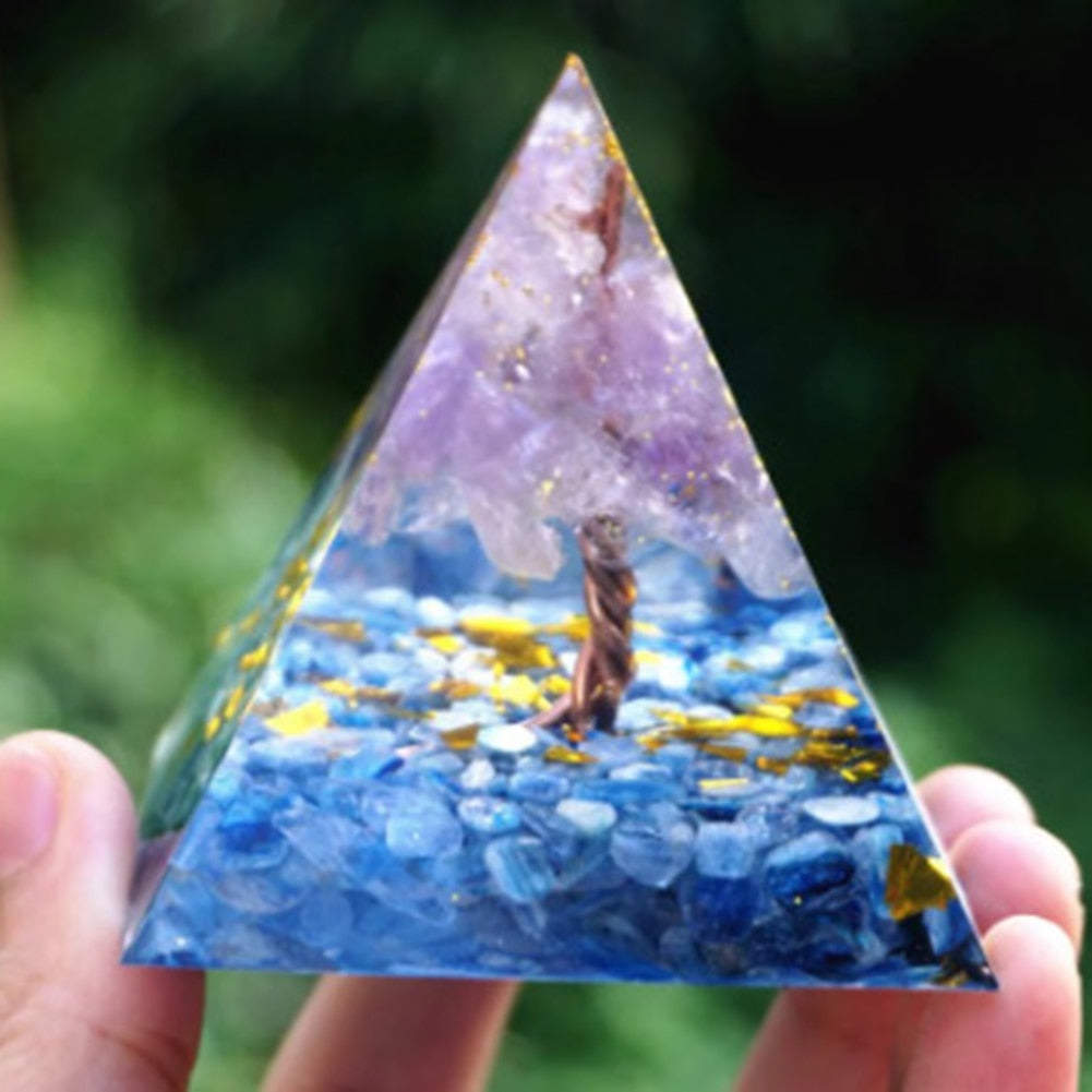 Pyramide Orgonite arbre de vie, convertisseur d'énergie en cristal porte-bonheur