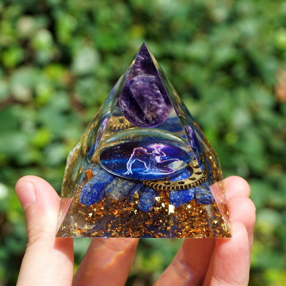 Pyramide Orgonite arbre de vie, convertisseur d'énergie en cristal porte-bonheur
