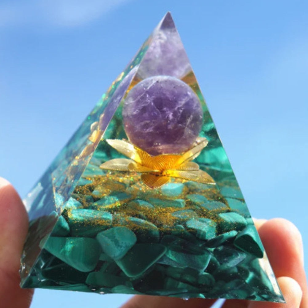 Pyramide Orgonite arbre de vie, convertisseur d'énergie en cristal porte-bonheur