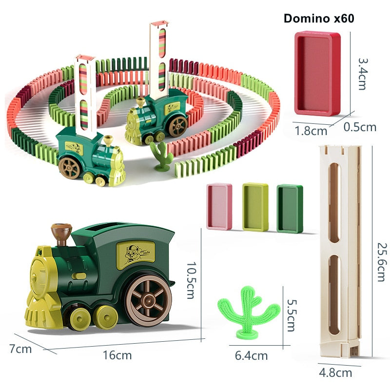 Train à dominos colorés pour enfant, ensemble de jeu éducatif avec lumière sonore, pose automatique de briques