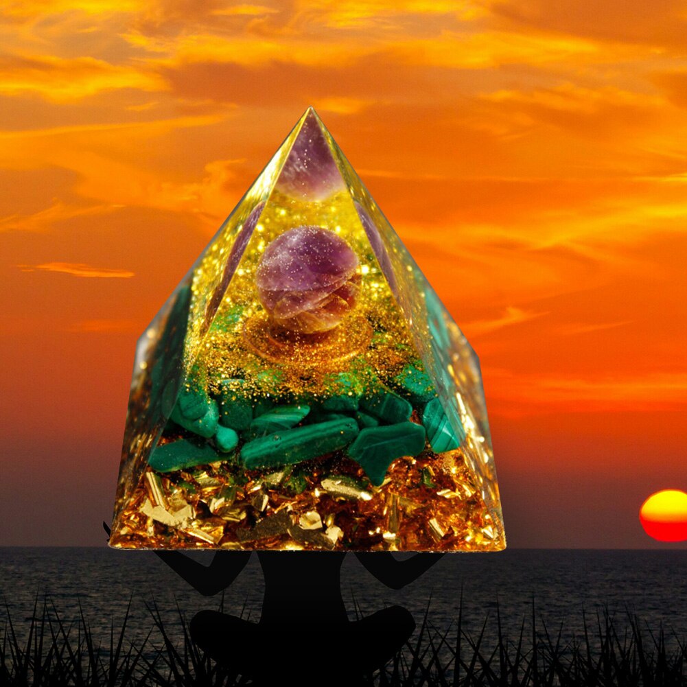 Pyramide Orgonite arbre de vie, convertisseur d'énergie en cristal porte-bonheur