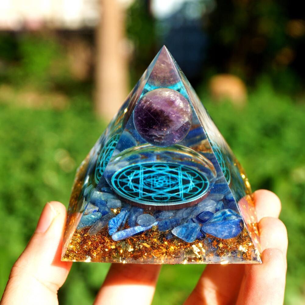 Pyramide Orgonite arbre de vie, convertisseur d'énergie en cristal porte-bonheur