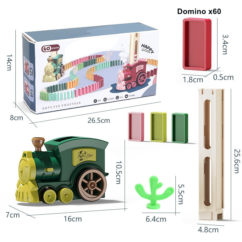 Train à dominos colorés pour enfant, ensemble de jeu éducatif avec lumière sonore, pose automatique de briques