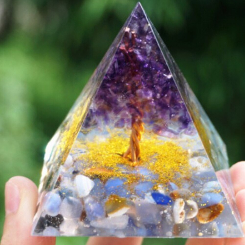 Pyramide Orgonite arbre de vie, convertisseur d'énergie en cristal porte-bonheur