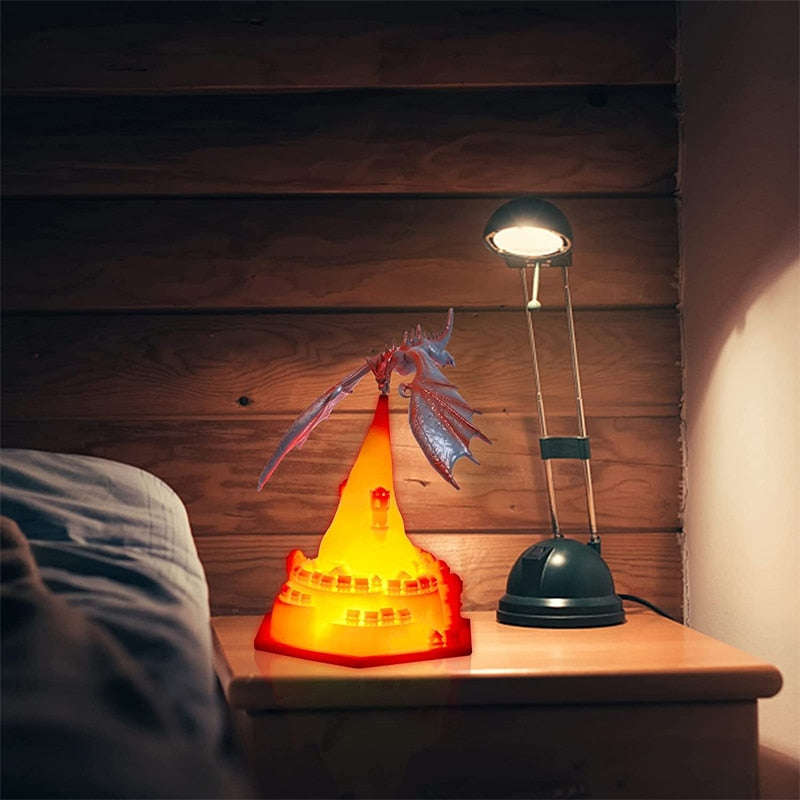 Lampe LED imprimée 3D en forme de Dragon volcanique, luminaire décoratif d'intérieur, idéal comme cadeau de noël