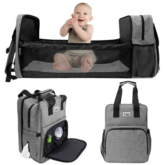 Baby Diaper Backpack Foldable Multi-Function Travel Bag with Changing Pad for Sleeping