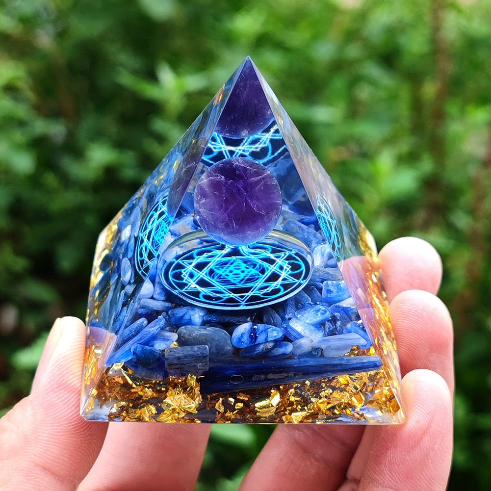 Pyramide Orgonite arbre de vie, convertisseur d'énergie en cristal porte-bonheur