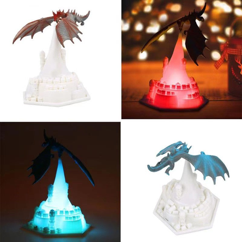 Lampe LED imprimée 3D en forme de Dragon volcanique, luminaire décoratif d'intérieur, idéal comme cadeau de noël